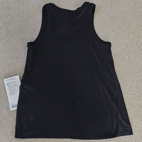 Lululemon Modal Silk Side Slit Black Athletic Tank Top - Size XXS - Picture 4 of 11